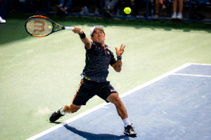 网球大满贯赛事中运动员发球的动作